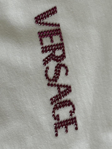 NWT Versace Logo Series Crystal-embellished T-Shirt White 10 US (44 Eu) 1014555