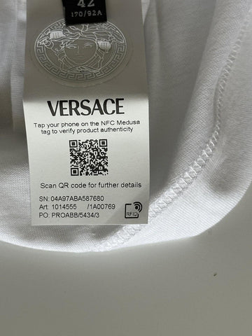 NWT Versace Logo Series Crystal-embellished T-Shirt White 10 US (44 Eu) 1014555