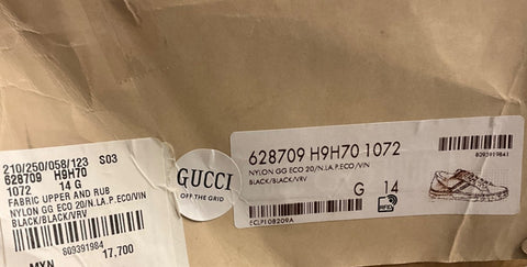 Gucci Men GG Logo Sneakers Black 14.5 US (14 Gucci) 628709 IT NIB $850