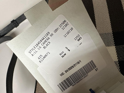 Burberry Manzoni Large Camera Bag Black With IP Check 8114067 Italy NWT $1350