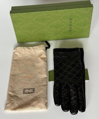 Gucci GG Women's Nappa Leather Gloves Black Size 10  Made in Italy 434211 NWT