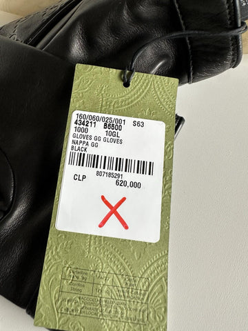 Gucci GG Women's Nappa Leather Gloves Black Size 10  Made in Italy 434211 NWT