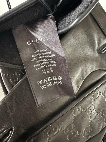 Gucci GG Women's Nappa Leather Gloves Black Size 10  Made in Italy 434211 NWT