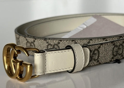 Gucci Women’s Leather GG Thin Width Belt Beige/Brown 110/44 409417 NWT