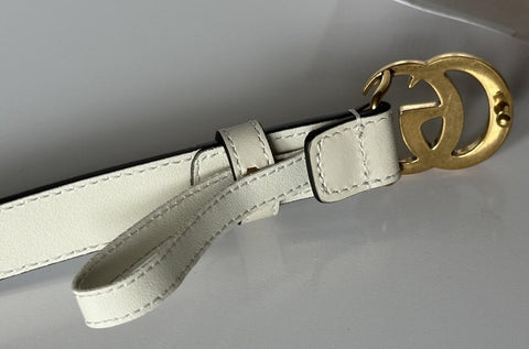 Gucci Women’s Leather GG Thin Width Belt Beige/Brown 110/44 409417 NWT