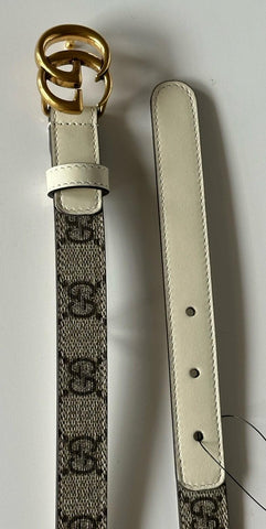 Gucci Women’s Leather GG Thin Width Belt Beige/Brown 110/44 409417 NWT
