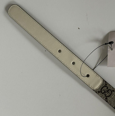 Gucci Women’s Leather GG Thin Width Belt Beige/Brown 110/44 409417 NWT