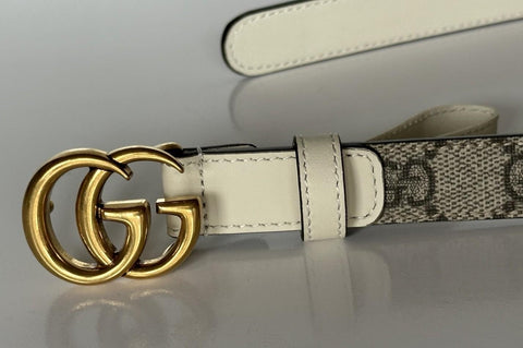 Gucci Women’s Leather GG Thin Width Belt Beige/Brown 110/44 409417 NWT