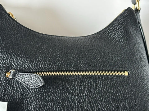 Burberry Hobo Leather Shoulder Bag Check Strap Black 81046821 Italy NWT $1750