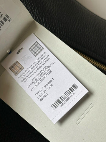 Burberry Hobo Leather Shoulder Bag Check Strap Black 81046821 Italy NWT $1750