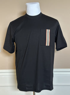 Burberry Ellison Striped Pocket Black T-shirt M (Oversized) 81121131 NWT $530