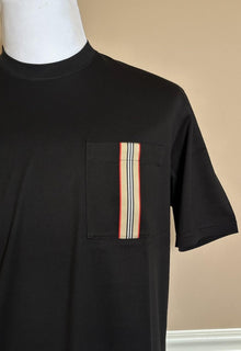 Burberry Ellison Striped Pocket Black T-shirt M (Oversized) 81121131 NWT $530