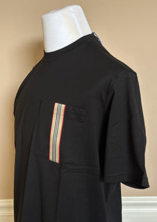 Burberry Ellison Striped Pocket Black T-shirt M (Oversized) 81121131 NWT $530