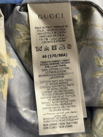 Gucci Bowling Hawaii Ocean Palms Sky Blue Jersey Shirt 46 Euro IT 694124 NWT