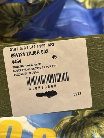 Gucci Bowling Hawaii Ocean Palms Sky Blue Jersey Shirt 46 Euro IT 694124 NWT