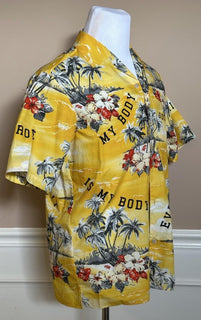 Gucci Bowling Hawaii Ocean Palms Yellow Jersey Shirt 44 Euro IT 694124 NWT