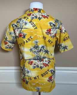 Gucci Bowling Hawaii Ocean Palms Yellow Jersey Shirt 44 Euro IT 694124 NWT