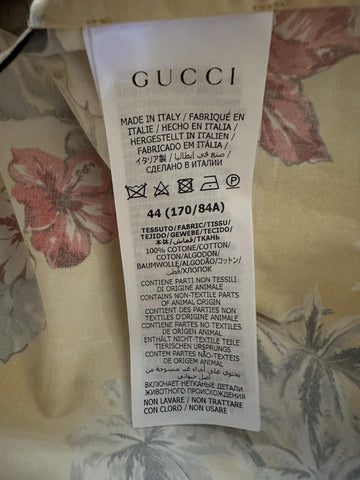 Gucci Bowling Hawaii Ocean Palms Yellow Jersey Shirt 44 Euro IT 694124 NWT