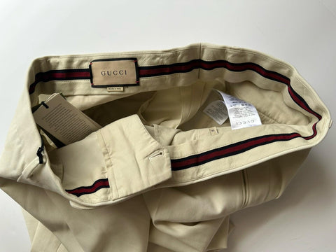 Gucci Men's Off-white Cotton Drill Pants  40 US (56 Euro) Italy 742764 NWT $675