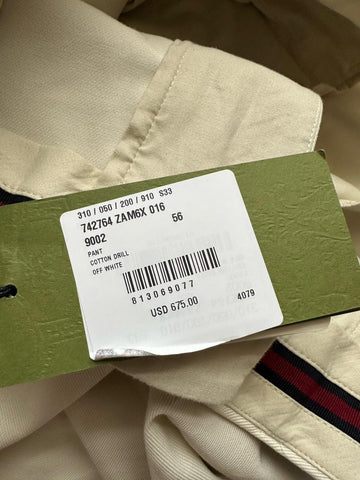 Gucci Men's Off-white Cotton Drill Pants  40 US (56 Euro) Italy 742764 NWT $675