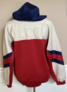 Gucci Men's Red/White/Blue Jacket with Hoodie Small 706413 NWT