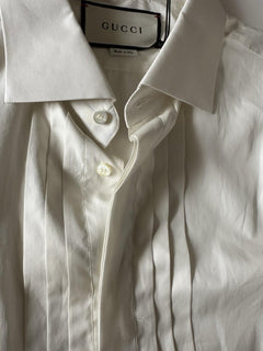 Gucci Soft White Tuxedo Dress Shirt 42/16.5 Italy 581432 NWT