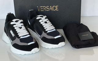 Versace Medusa Men’s Dark Blue/Gray Sneakers 13 US (46 Euro) 1011942 IT NIB $850