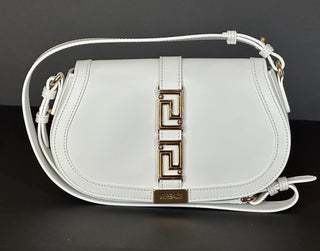 Versace La Greca Leather White Medium Shoulder Bag 1007128 Italy NWT $2775