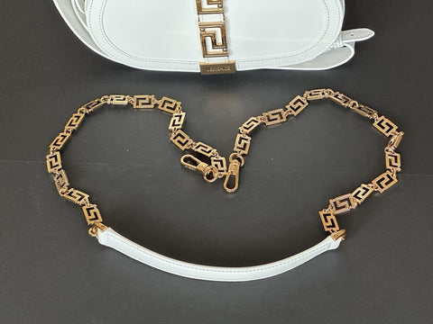 Versace La Greca Leather White Medium Shoulder Bag 1007128 Italy NWT $2775