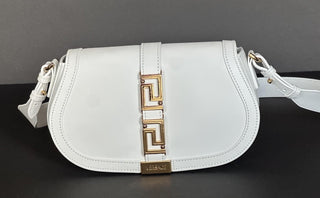 Versace La Greca Leather White Medium Shoulder Bag 1007128 Italy NWT $2775