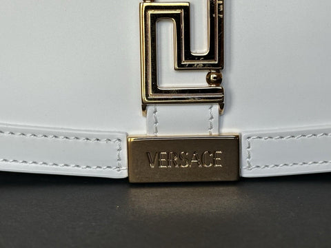 Versace La Greca Leather White Medium Shoulder Bag 1007128 Italy NWT $2775