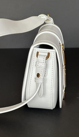 Versace La Greca Leather White Medium Shoulder Bag 1007128 Italy NWT $2775