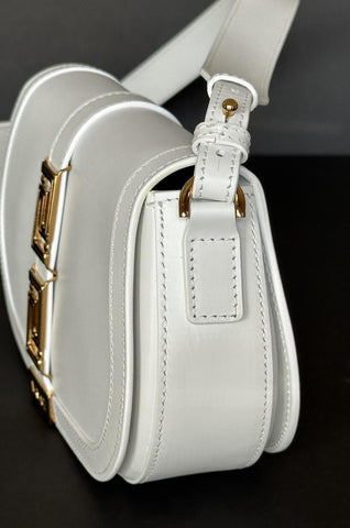 Versace La Greca Leather White Medium Shoulder Bag 1007128 Italy NWT $2775