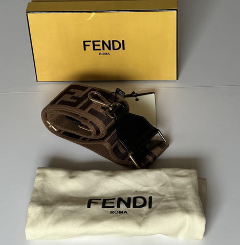 FENDI FF Logo Adjustable Strap Brown Made in Italy NIB $980