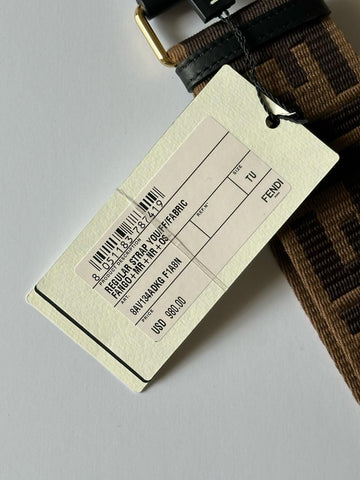 FENDI FF Logo Adjustable Strap Brown Made in Italy NIB $980