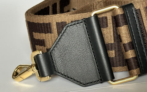 FENDI FF Logo Adjustable Strap Brown Made in Italy NIB $980