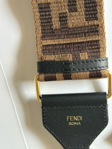 FENDI FF Logo Adjustable Strap Brown Made in Italy NIB $980