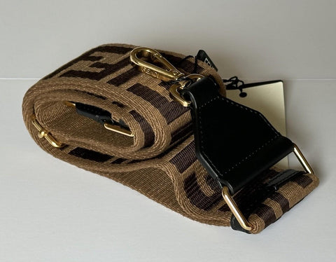 FENDI FF Logo Adjustable Strap Brown Made in Italy NIB $980