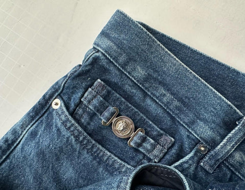 Versace Men’s Denim Stone Washed Medium Blue Jeans 38 US (40”) 1010816 Italy NWT