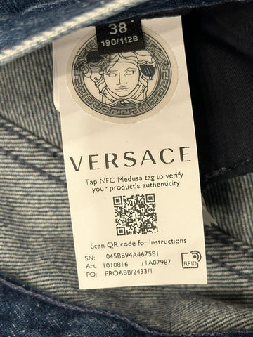 Versace Men’s Denim Stone Washed Medium Blue Jeans 38 US (40”) 1010816 Italy NWT