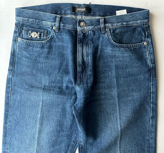 Versace Men’s Denim Stone Washed Medium Blue Jeans 38 US (40”) 1010816 Italy NWT