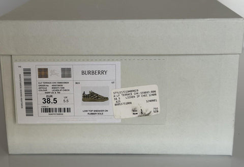 Burberry Women's Lichen IP Check Low Top Sneakers 8.5 US (38.5) 8095373 NIB $750