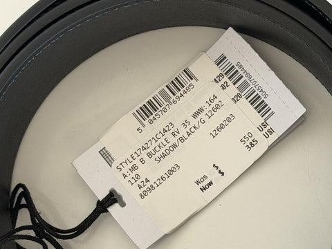 Burberry Reversible Check B Buckle Leather Wide Belt 44/110 8098126 IT NWT $550