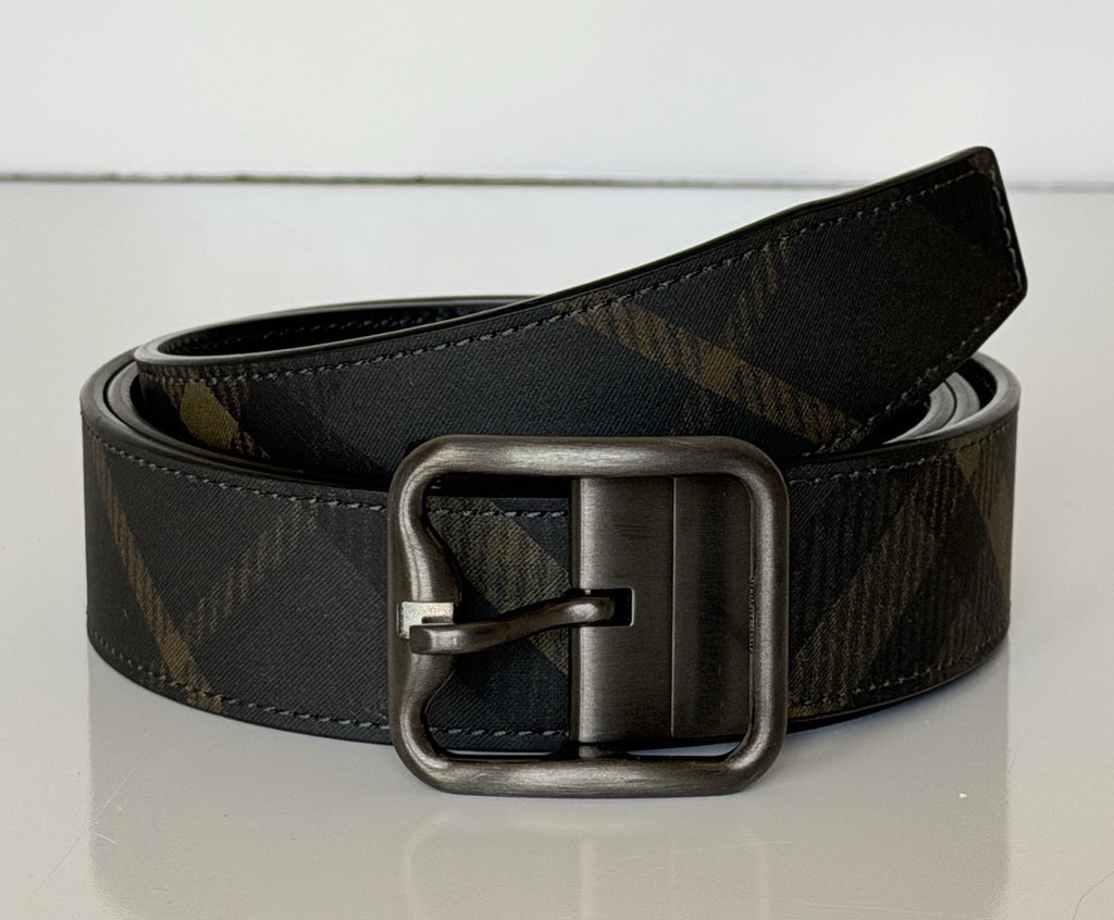 Burberry Reversible Check B Buckle Leather Wide Belt 46/115 8098126 IT NWT $550