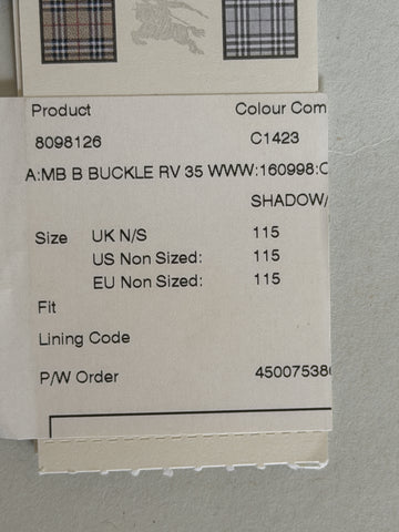 Burberry Reversible Check B Buckle Leather Wide Belt 46/115 8098126 IT NWT $550