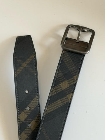 Burberry Reversible Check B Buckle Leather Wide Belt 46/115 8098126 IT NWT $550