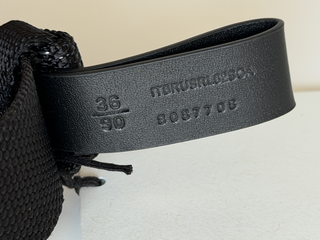Burberry Silver Metal Buckle Shield Webbing Black Belt 90/36 8087708 IT NWT $490