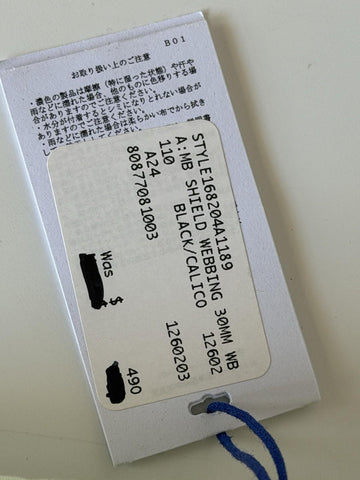 Burberry Silver Metal Buckle Shield Webbing Black Belt 110/44 8087708 NWT $490