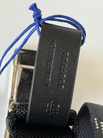 Burberry Silver Metal Buckle Shield Webbing Black Belt 110/44 8087708 NWT $490