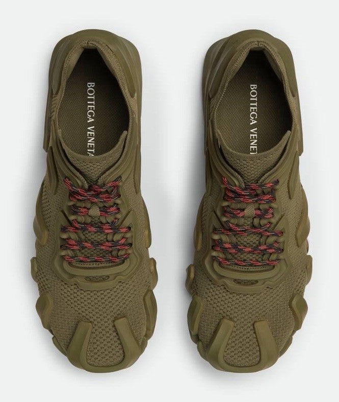 Bottega Veneta Men's Tech Knit Kaki Flex Sneakers 9 US (42 Eu) 788808 NIB $890